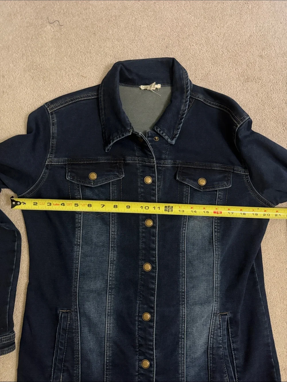 Women's Dark Navy Denim Jacket - Long Jean Coat